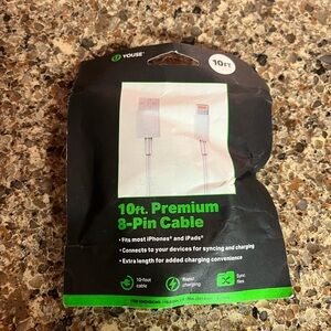 new 10 ft premium 8 pin cable fits most iphones and ipads